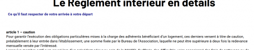 Le règlement intérieur MAISEL